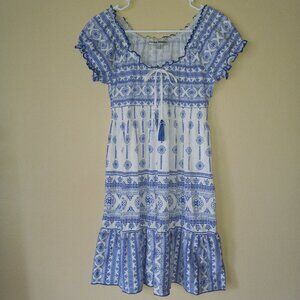 Off-Shoulder Azul-y-Blanco Tequila Dress 👗 Women's L